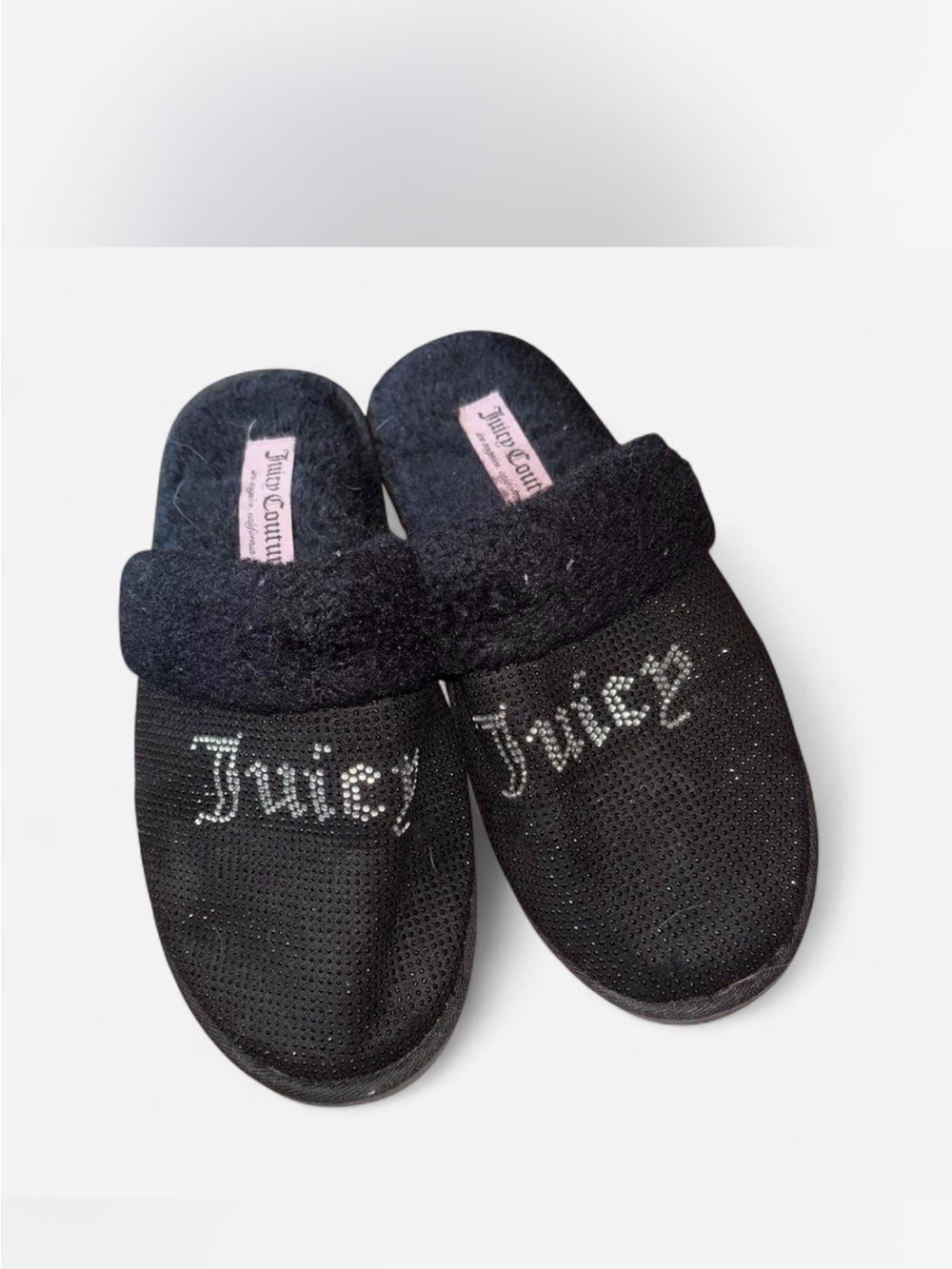 Juicy Couture womens Black Sparkle Slip-On Slippers